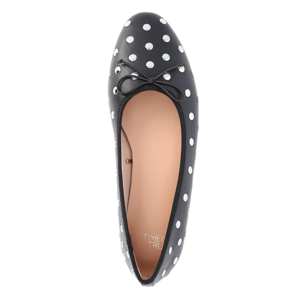 Time and Tru Women's Black and White Polka Dot Flats